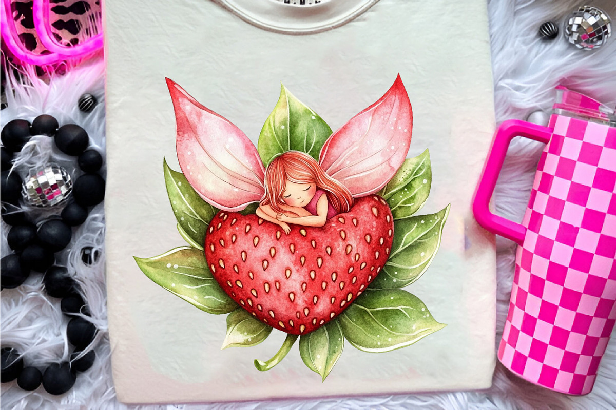 Spring Strawberry Fairy Garden, an Illustration by CreationArt (Photo 4 of 9)