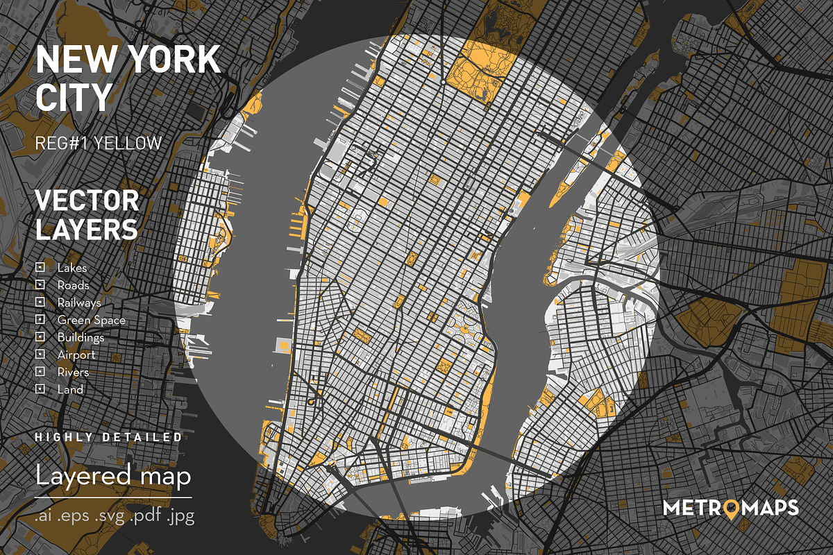 New York Map – Regular / Yellow, an Illustration by MetroMaps (Photo 1 of 3)