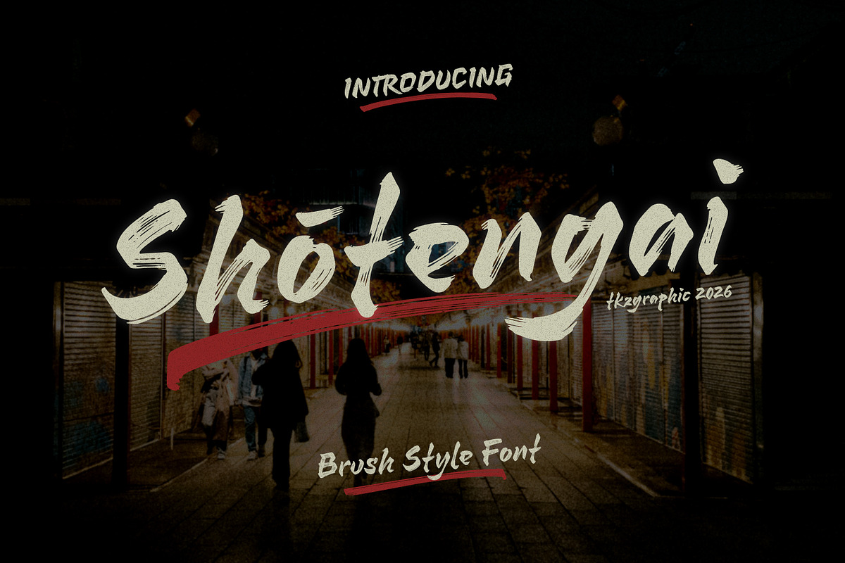 Shotengai - Brush Style Font, a Script Font by tkzgraphic (Photo 1 of 9)