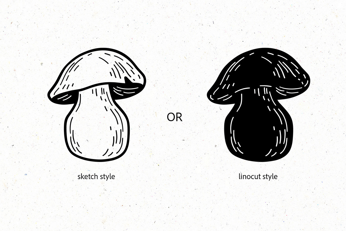 Magic mushrooms line art, a Food Illustration by harmonia_green_art (Photo 8 of 11)