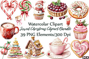 Sweet Christmas Clipart Bundle PNG, an Illustration by DreamCafeArt