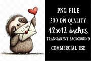 Valentine's Whimsical Sloth Clipart, an Illustration by Designking (Thumbnail 4 of 5)