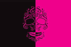 Skull Vector Two Colors Pink