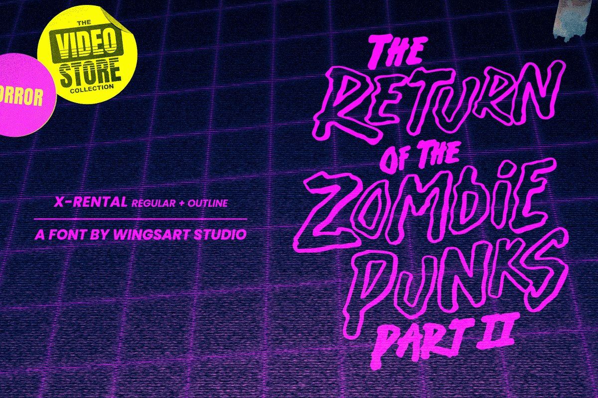 X-Rental - 1980s Retro Horror Font, a Handwritten Font by Wingsart Studio (Photo 5 of 15)