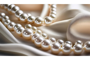 Pearl necklaces resting on smooth, a Background Photo by Igor Tichonow