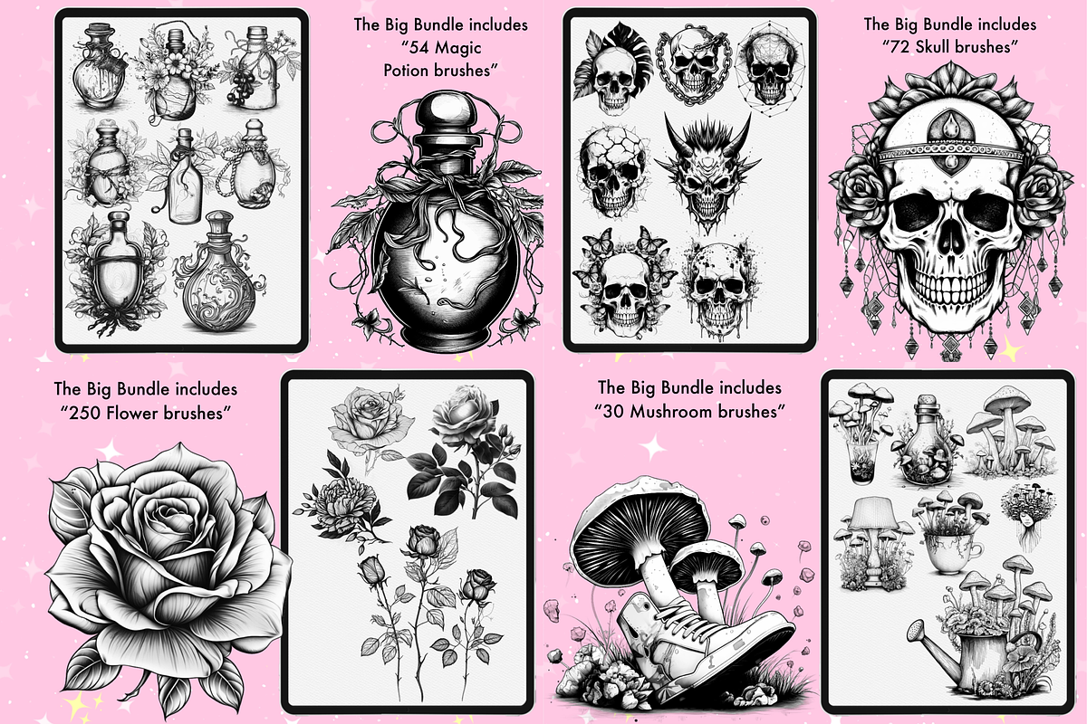 2235 BUNDLE Procreate Stamp Brushes, a Brush Add-On by Revabrush (Photo 5 of 17)