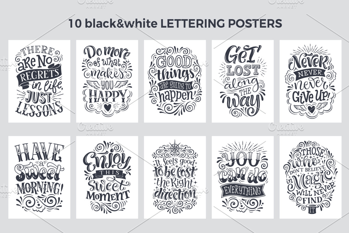 10 Lettering POSTERS + bonus, a Decorative Illustration by bariskina (Photo 2 of 5)