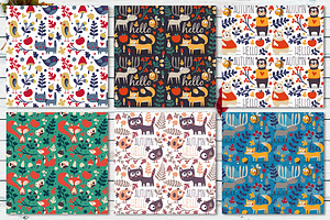 Set Of 12 Seamless Autumn Patterns