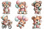 Whimsical Easter Teddy Bear Clipart, an Illustration by Black Bird Studio (Thumbnail 4 of 5)