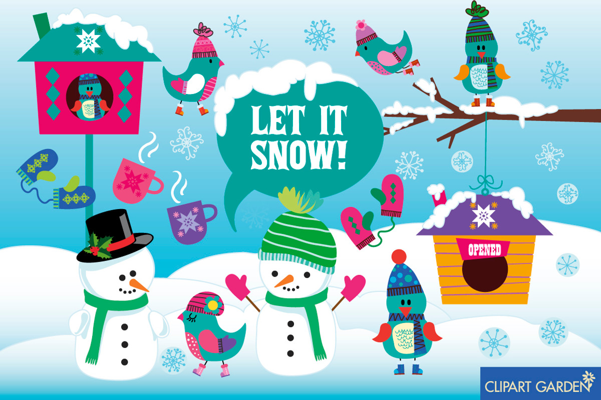 Winter (Let it snow) digital clipart, an Illustration by CLIPART GARDEN