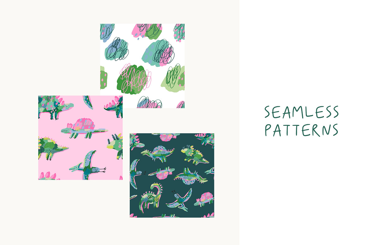 Abstract Hand Drawn Dinosaurs, an Animal Illustration by Barkova Nadya (Photo 5 of 8)