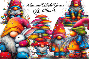 Whimsical Colorful Gnome Clipart, an Illustration by Creative Art