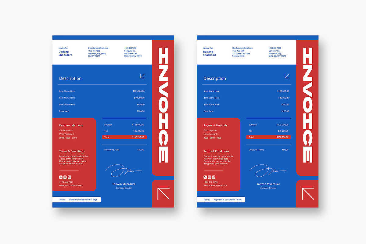 Minimalist Invoice Template, a Stationery Template by Siska Arista (Photo 2 of 2)