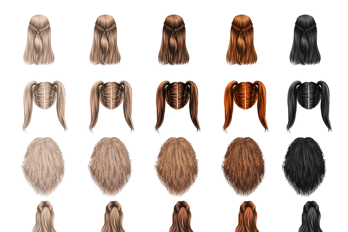 Hair clipart, Hair for little girls, an Illustration by Elenbushe (Photo 5 of 9)