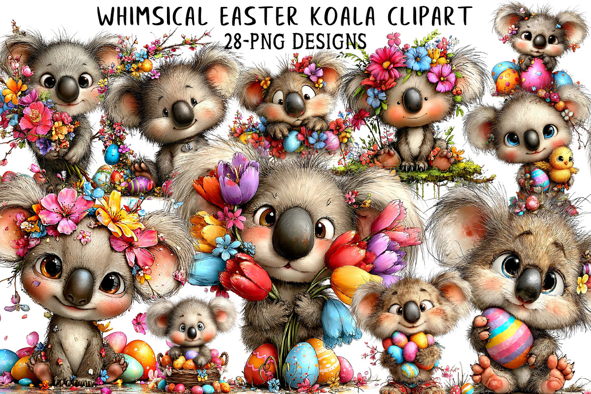 Whimsical Easter Koala Clipart, an Illustration by Daily.Designs (Photo 1 of 7)