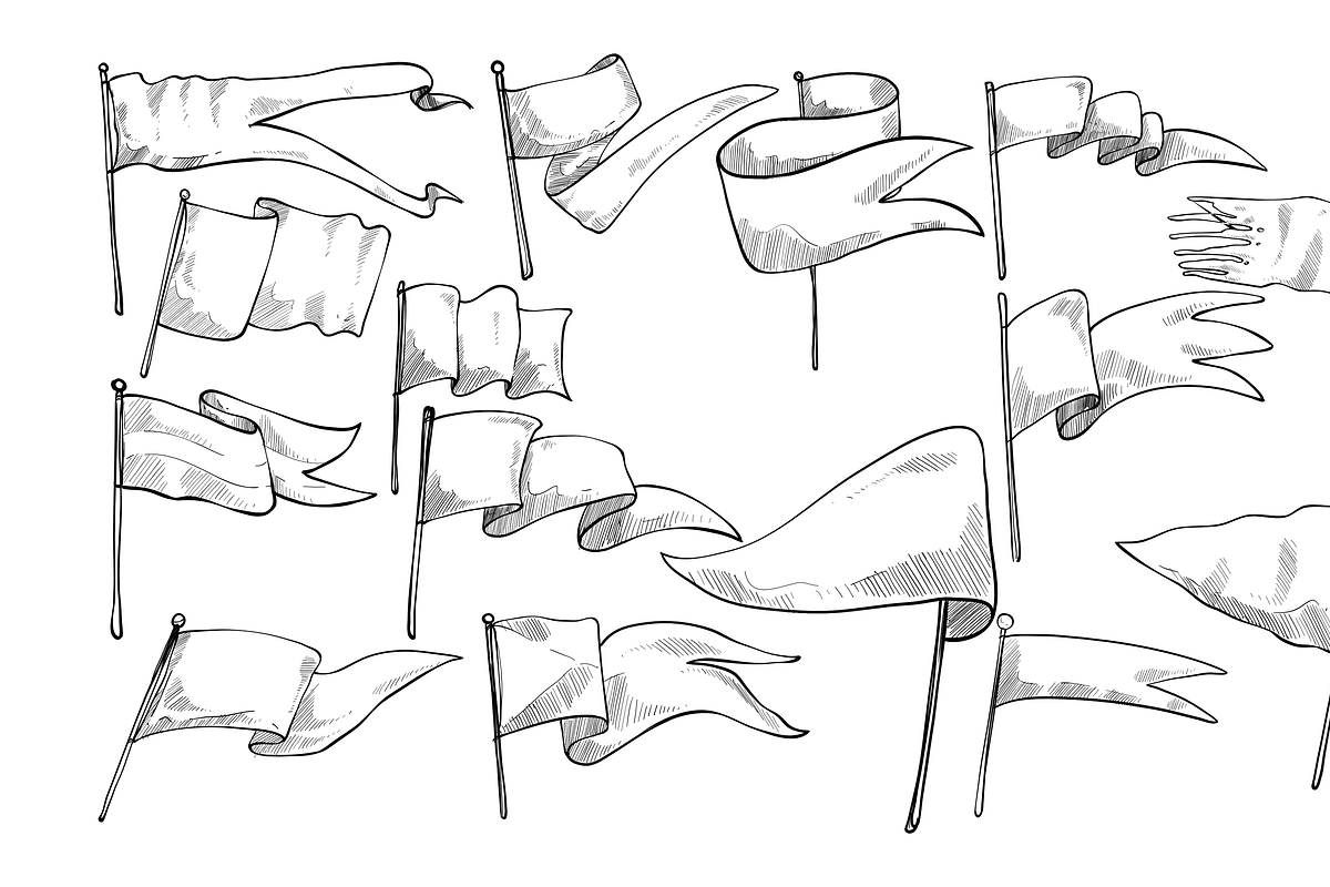 flag handdrawn collection, an Object Graphic by nikagraphic