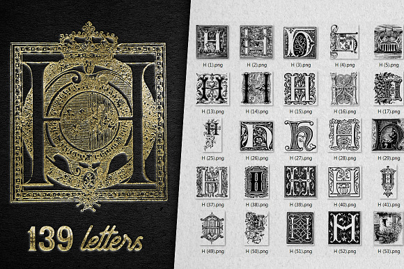 Vintage Letter H Vector And PNG preview 7
