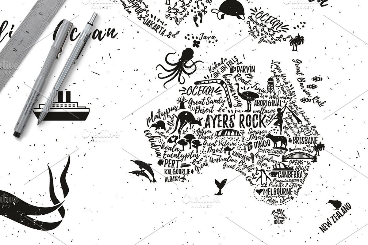 Typography World Map., an Illustration by Moloko88 (Photo 5 of 7)