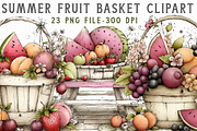Summer Fruit Basket Clipart, an Illustration by Libby Wishes (Thumbnail 1 of 7)