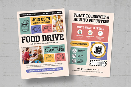 Food Drive Flyer Templates, a Flyer Template by BrandPacks