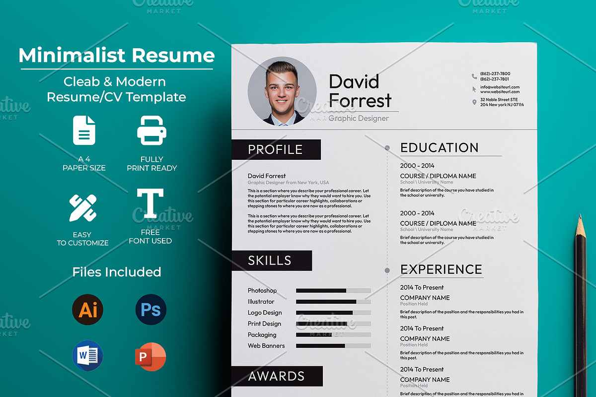 Resume / CV Template, a Resume Template by Logo Lab (Photo 1 of 5)