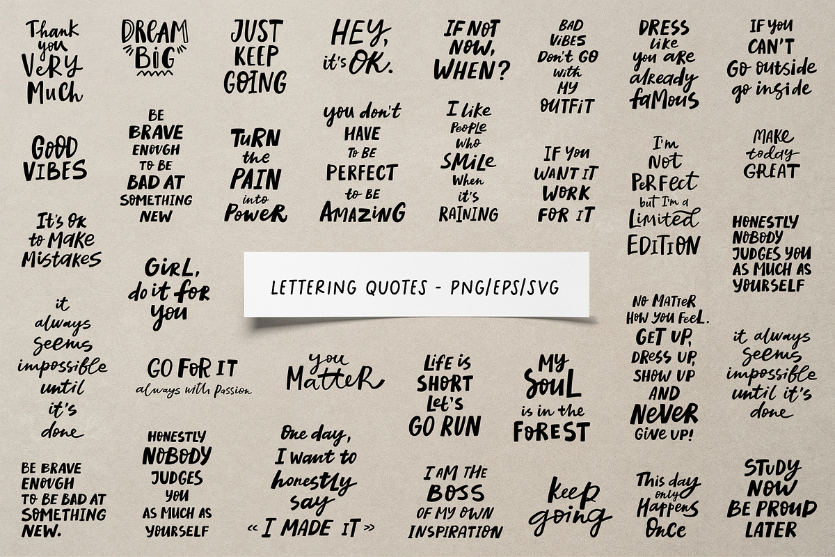 Motivational quotes, lettering pack, an Object Graphic by piyacler (Photo 8 of 12)