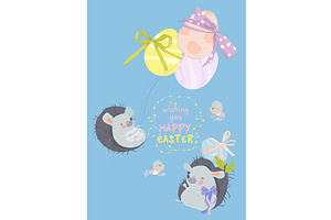 Happy Easter Greeting Card with Cute, an Object Illustration by Maria Starus