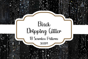 Black Dripping Glitter Patterns, a Pattern Graphic by PrintablesByFranklyn