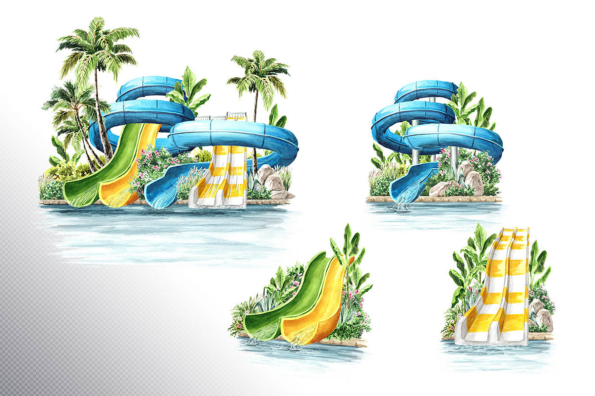 Water Park. Watercolor collection, a Person Illustration by Daria Ustiugova (Photo 11 of 14)