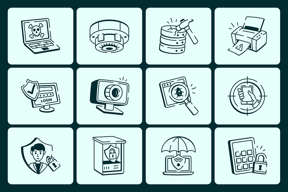Animated Cyber Security Doodle, an Outline Icon by Vectors Market (Photo 3 of 5)