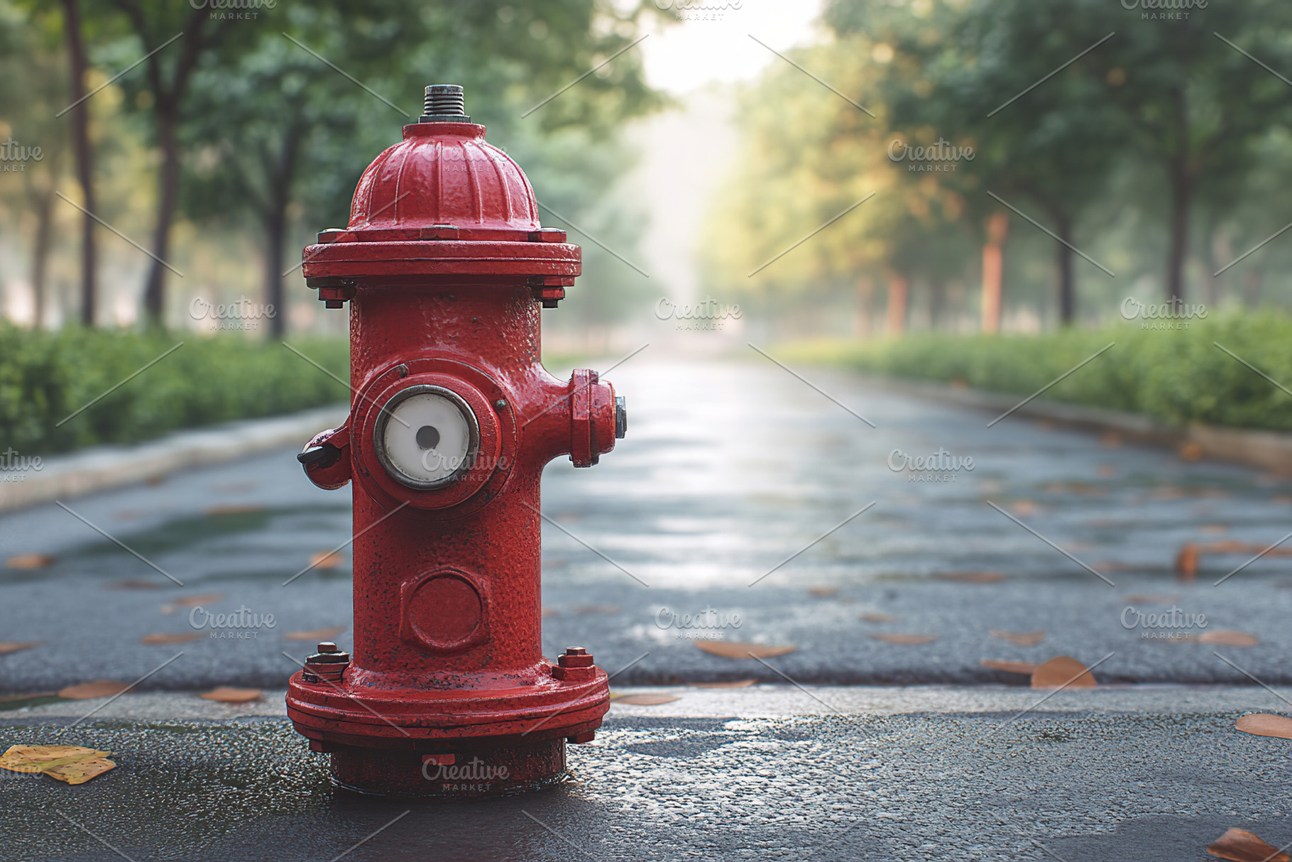 Red fire hydrant on city street, an Industrial Photo by AlyaAnd