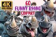 Funny Rhino Clipart PNG Bundle, a Graphic by M9 Design (Thumbnail 1 of 10)