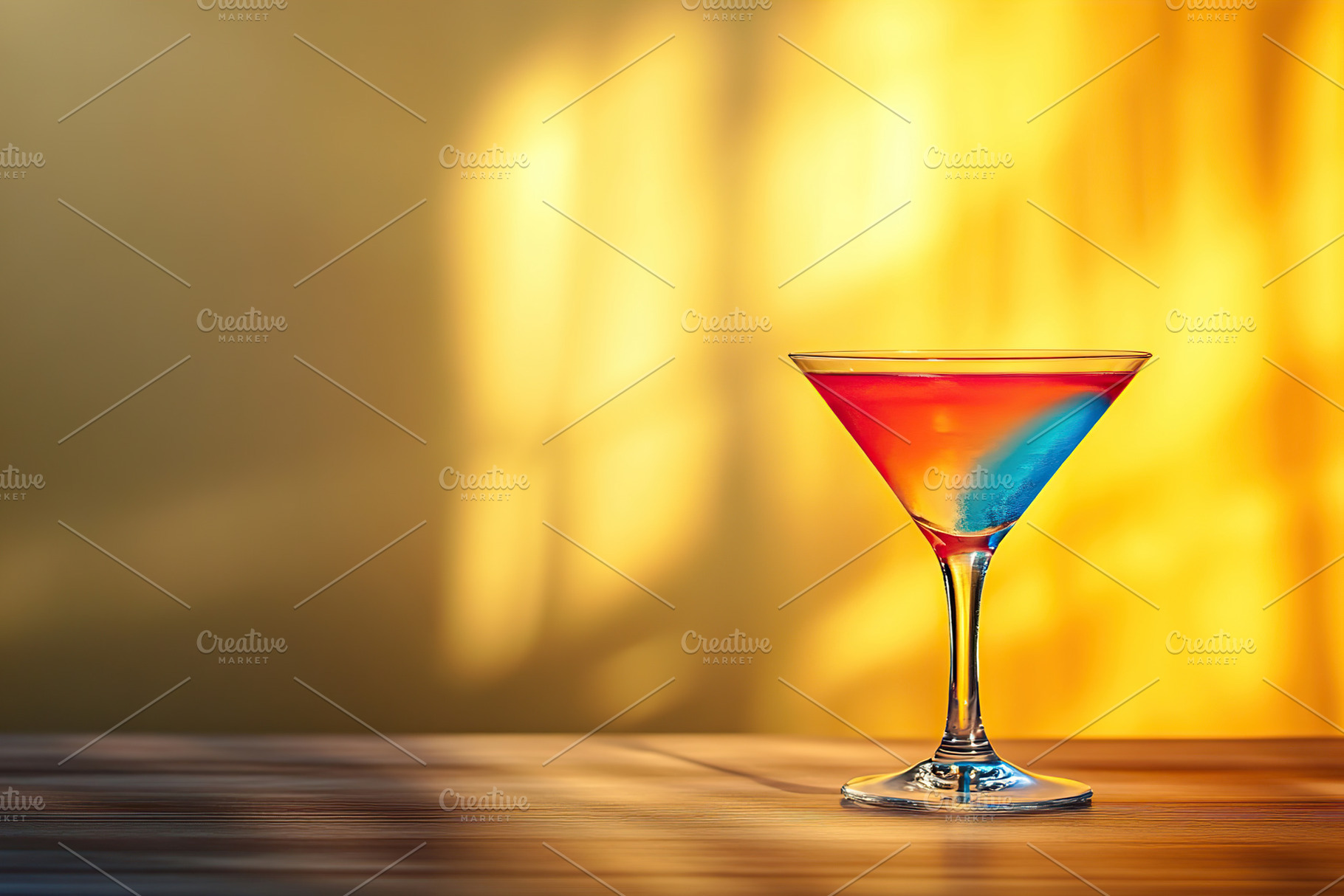Vibrant martini cocktail shines against golden backdrop during evening gatherin, a Food & Drink Photo by AlyaAnd