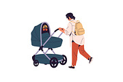 Families, parents with strollers set, a Person Illustration by PaperTrident (Thumbnail 2 of 9)