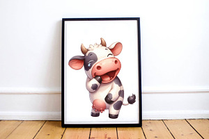 Watercolor Cute Jokes Cow PNG