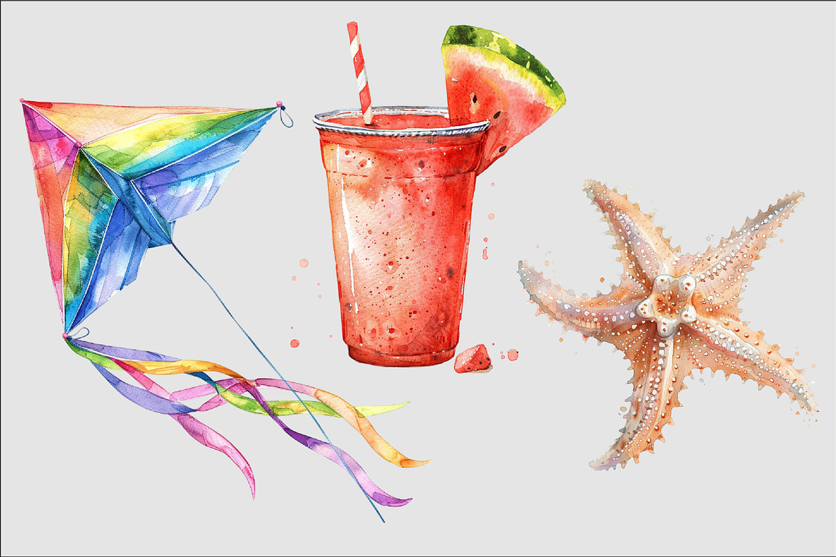 Watercolor Summer Clipart, an Illustration by Design Market (Photo 5 of 5)