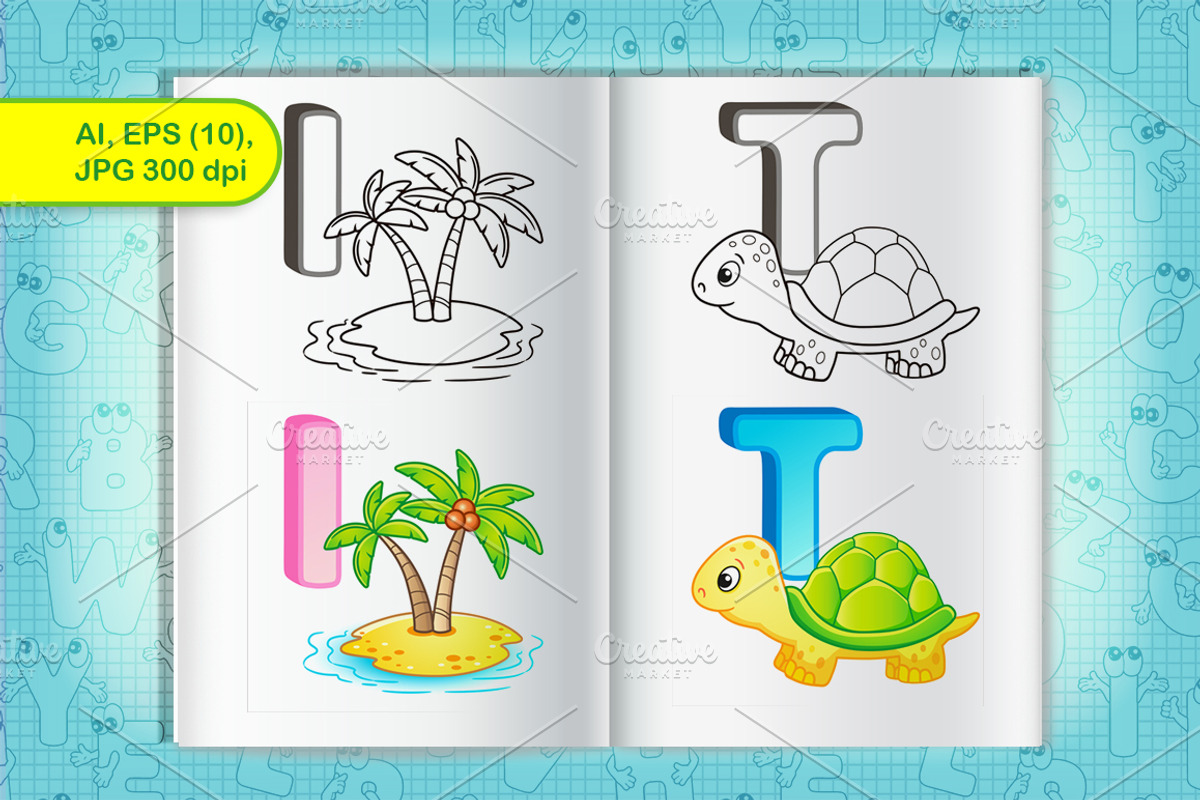 Colored alphabet + coloring pages #2, an Animal Illustration by Nataliia Toporovska (Photo 2 of 4)