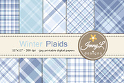 Winter Snow Plaid Digital Papers, a Pattern Graphic by JennyL Designs (Thumbnail 1 of 3)