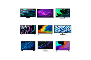 tv screen set cartoon vector, a Technology Illustration by pikepicture