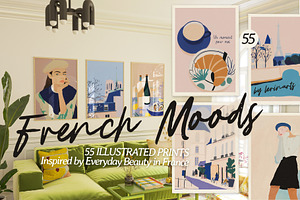 FRENCH MOODS - Art Prints Collection, a Background Graphic by lerinartstudio