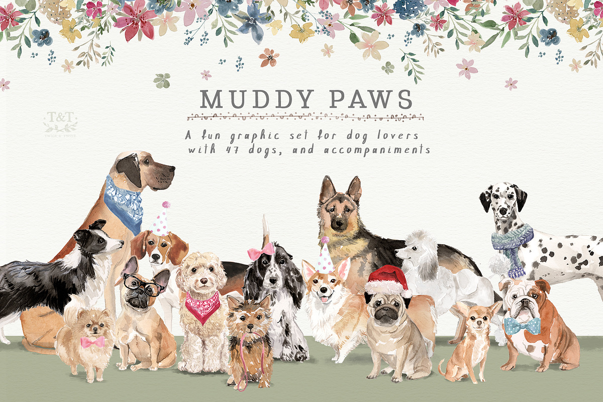 Muddy Paws Dog Clipart, an Animal Illustration by Twigs and Twine (Photo 1 of 12)