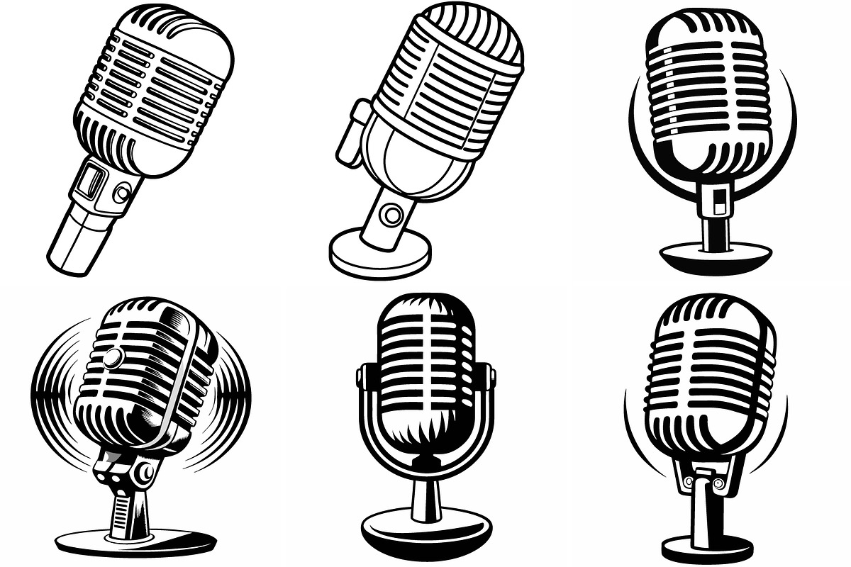 Vintage Retro Microphones silhouette, an Object Graphic by Billah Hub