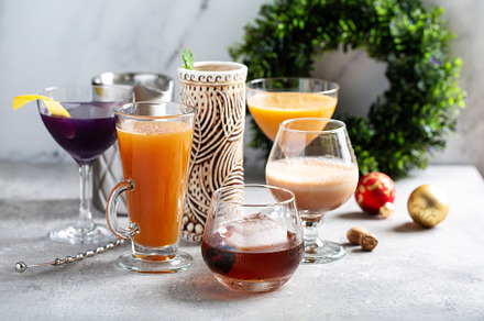 Variety of holiday cocktails made for Christmas party
