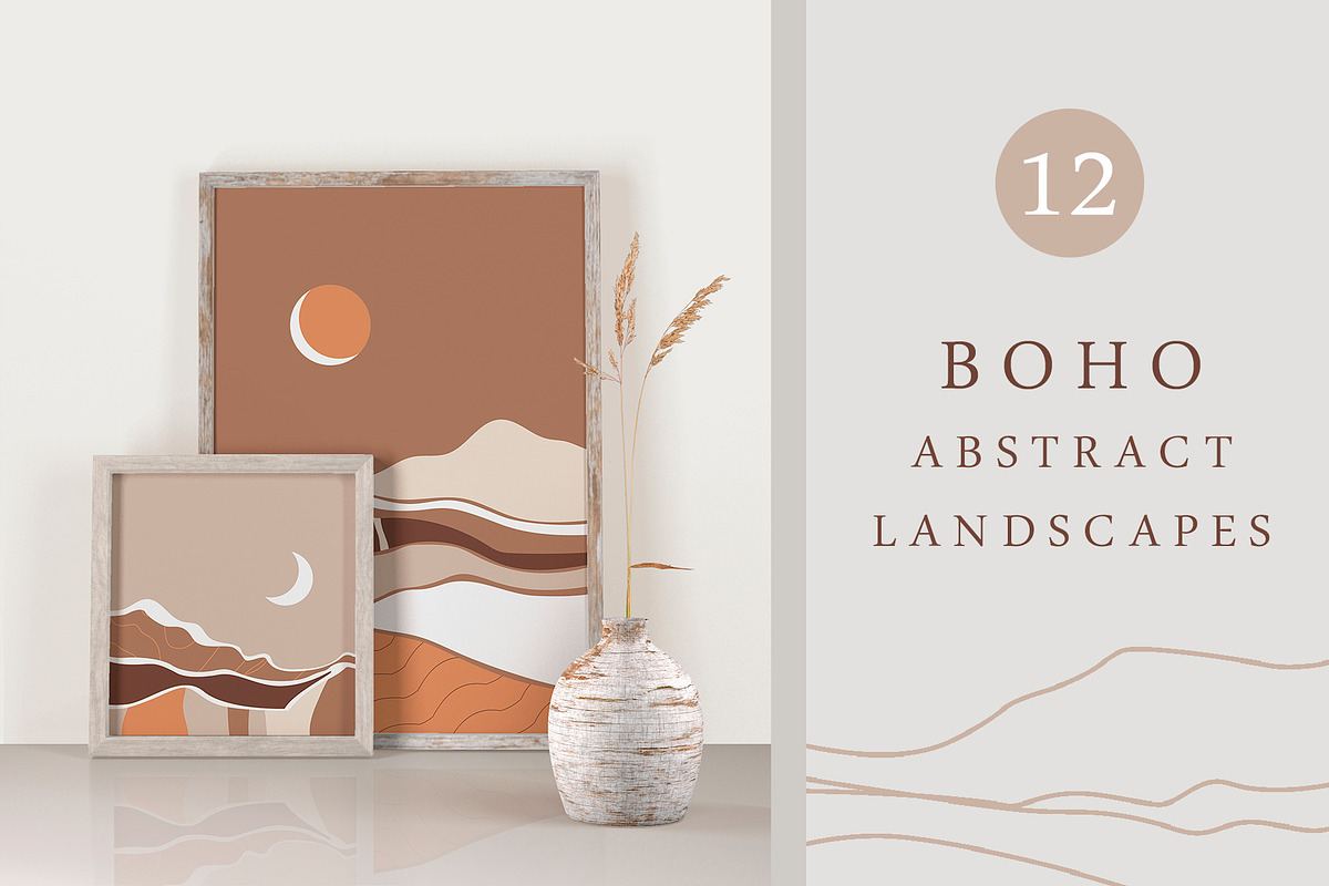 Boho Abstract Landscapes, a Decorative Illustration by Pretty Meerkat (Photo 1 of 8)