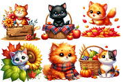 Watercolor Autumn Cat Clipart, an Animal Illustration by cherrydesign (Thumbnail 3 of 4)