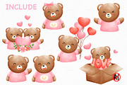 Valentine watercolor bear clipart, an Animal Illustration by Vavavan Artwork (Thumbnail 4 of 4)