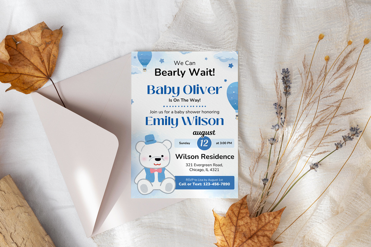 Bear Baby Shower Invitation Template, an Invitation Template by Snapybiz (Photo 10 of 10)