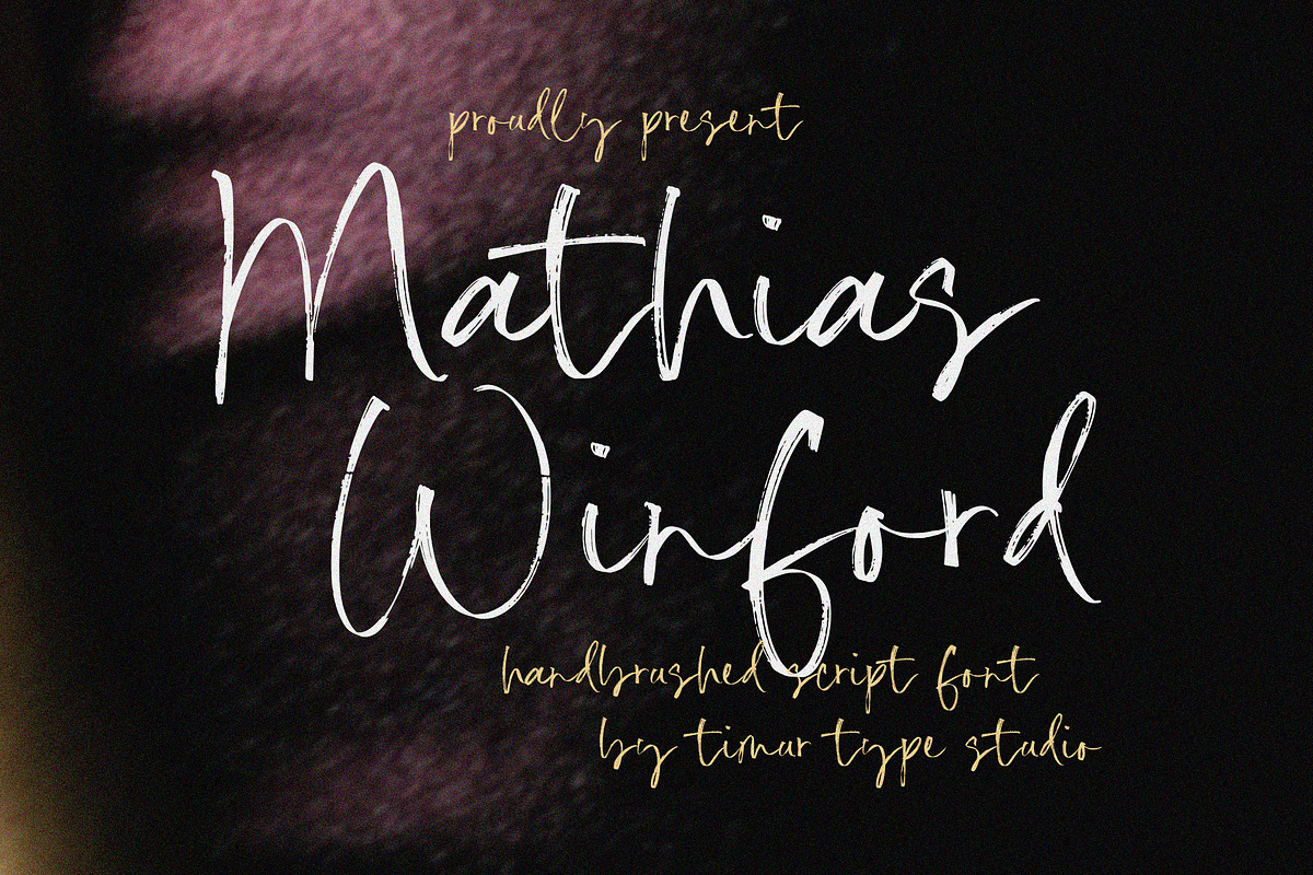 Mathias Winford Font, a Script Font by Timurtype (Photo 1 of 7)