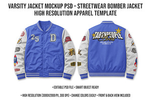Varsity Jacket Mockup PSD Editable