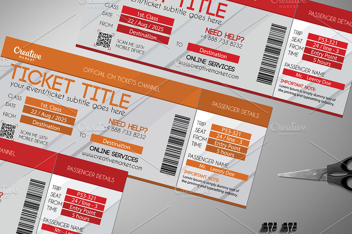 Business Ticket Template 021, a Templates & Theme by Tzochko (Photo 4 of 5)